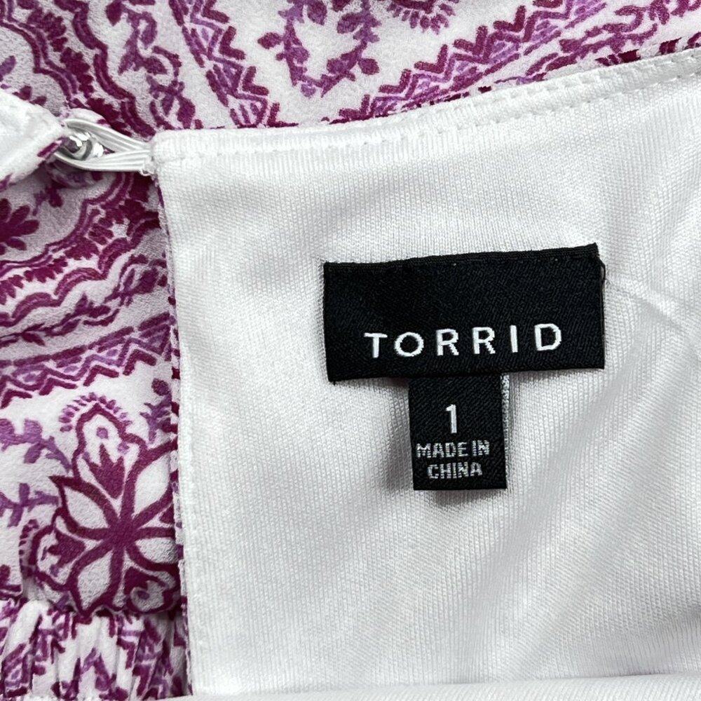 torrid Mini Chiffon Skater Dress Flutter Sleeve Berry Floral Size 1‎ - NWOT - Picture 6 of 8